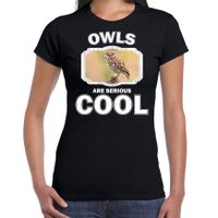 Dieren steenuil t-shirt zwart dames - owls are cool shirt - thumbnail