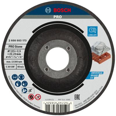 Bosch Accessoires Doorslijpschijf gebogen Standard for Stone C 30 S BF, 115 mm, 22,23 mm, 2,5 mm 1 stuks - 2608603173