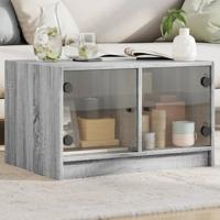 Salontafel met glazen deuren 68x50x42 cm grijs sonoma eiken