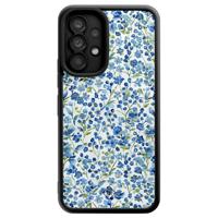 Samsung Galaxy A53 zwarte case - Vintage blue floral