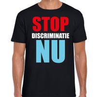 Stop discriminatie NU demonstratie / protest t-shirt zwart voor heren - thumbnail
