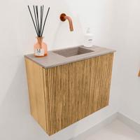 Toiletmeubel Mondiaz Joya Dlux | 50 cm | Meubelkleur Oak | Faye wastafel Saba Wasbak Rechts | Zonder kraangat(en)