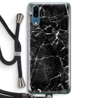 Zwart Marmer 2: Huawei P20 Transparant Hoesje met koord