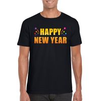 Oud en nieuw shirt Happy new year zwart heren 2XL  -