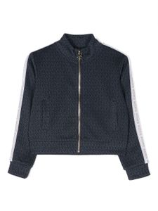 Michael Kors Kids cardigan monogrammé à détail de zip - Bleu