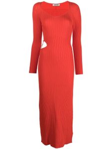 AERON robe Viviere longue en maille nervurée - Rouge