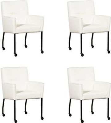 Set van 4 Witte leren moderne eetkamerstoelen Lucky - Toledo Leer Purewhite (wit leer)