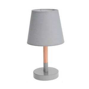 Grijze tafellamp/schemerlamp hout/metaal 23 cm