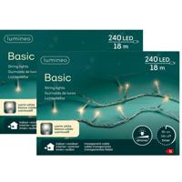 Kerstverlichting - 2x - 240 led lampjes -warm wit -1800 cm - transparant snoer -timer en dimmer - thumbnail