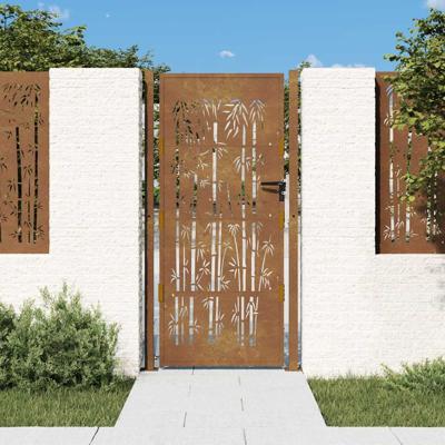 VidaXL Poort met bamboe-ontwerp 105x205 cm cortenstaal
