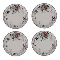 HAES DECO - Dinerborden set van 4 - Formaat Ø 26x2 cm - Porselein - Pioenroos