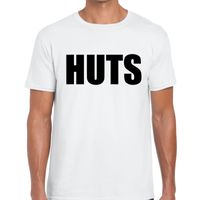 HUTS tekst t-shirt wit voor heren - thumbnail