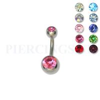 Juwelen navelpiercing S 8 mm licht roze - thumbnail