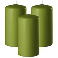 Enlightening Candles Cilinder/stompkaars - 3x - olijfgroen - D6 x H8 cm - 27 branduur