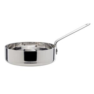 Mini koekenpan/hapjespan - 12 cm - Aluminium - RVS - kleine pan