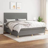 Boxspring met matras stof donkergrijs 160x200 cm