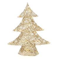 Countryfield decoratie kerstboompje - goud - met verlichting - H35 cm   - - thumbnail