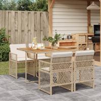 5-delige Tuinset met kussens poly rattan beige