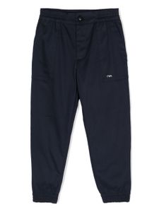 Emporio Armani Kids pantalon en coton à bande logo - Bleu