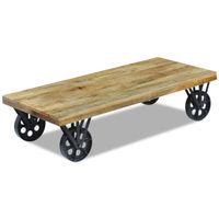 The Living Store Salontafel Vintage 120x60x30 cm - Houten constructie - mangohout en staal