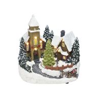 HIT - Kerstscene met bewegende kerstboom LED 19 cm excl. batterijen - thumbnail