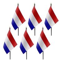 Nederland - 6x - mini vlaggetje van 10 x 15 cm op stokje - Landen vlag - H27 cm