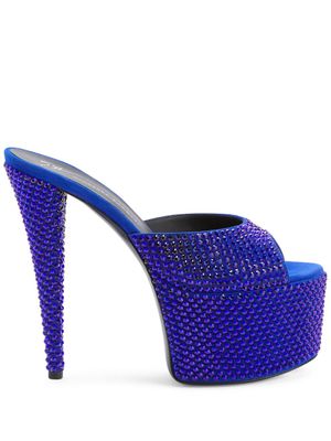 Giuseppe Zanotti sandales plateforme GZ Aida 150 mm à ornements en cristal - Bleu