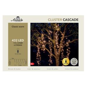 Cascade clusterverlichting - 432 leds - extra warm wit - 750 cm - timer, flash en dimmer