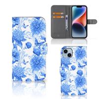 Hoesje voor iPhone 15 Plus Flowers Blue | Portemonnee hoesje