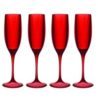 Home Deco Factory Champagneglas - 4x - 13 cl - rood - kunststof - vaatwasserbestendig