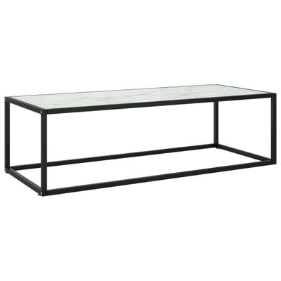 vidaXL Salontafel met wit marmerglas 120x50x35 cm zwart vidaXL Salontafel met wit marmerglas 120x50x35 cm zwart