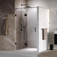 Brauer Void - Nisdeur - 2-Delig - Helder Glas - 120 x 200 cm - Omkeerbaar - met Draaideur 60 cm - Aan Glas - incl. Glascoating - Mat Zwart