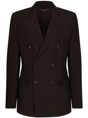 Dolce & Gabbana blazer en lin à boutonnière croisée - Marron