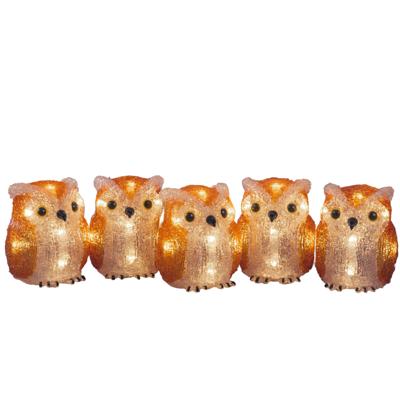 Konstsmide Verlichte uilen - 5 st - 7,5 x 10 x 7,5 cm - aan lichtsnoer - led - warm wit