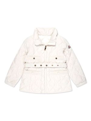 Moncler Enfant veste matelassée à taille ceinturée - Blanc