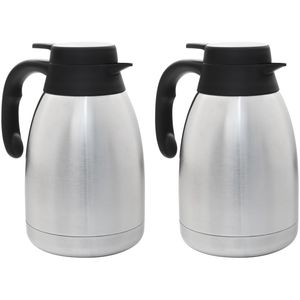 2x stuks RVS thermos/isoleerkannen 1,5 liter