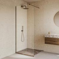 Inloopdouche SaniClear Antique | 90x200 cm | Nano-coating | Incl.Stabilisatiestang | Helder glas | Verouderd messing beslag