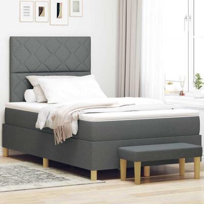Boxspring bed met matras Donkergrijs 120 x 190 cm Stof