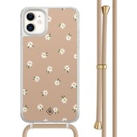 iPhone 11 hoesje met beige koord - Sweet daisies
