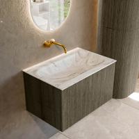 Badmeubel Mondiaz Kurve-Dlux | 70 cm cm | Meubelkleur Shadow | Wastafelkleur Glace | Solid surface | Wasbak midden spoelbak | Zonder kraangat(en)