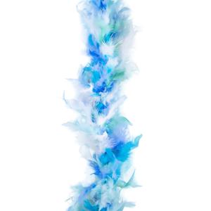 Carnaval verkleed boa met veren - blauw/wit - 200 cm - 45 gram - Glitter and Glamour