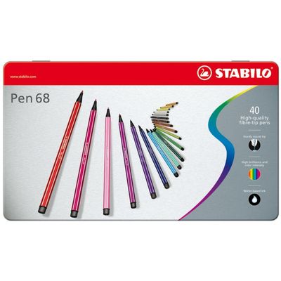 Pen 68 viltstiften in metalen doos, 40 stuks