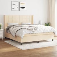 Boxspring met matras stof crèmekleurig 180x200 cm