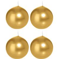 Trend Candles Bolkaars glad - 4x - goud - 7 cm - 16 branduren - ronde kaarsen