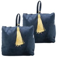 3x stuks fluwelen deurstoppers 18 cm navy