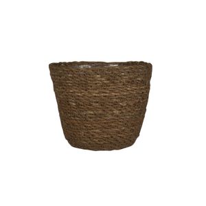 Plantenpot/bloempot van jute/zeegras diameter 15 cm en hoogte 12 cm camel bruin