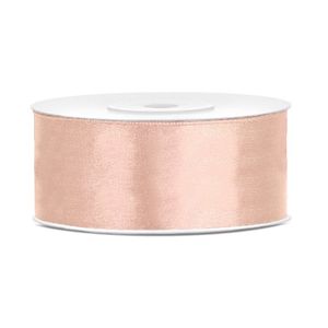 1x Hobby/decoratie perzik roze satijnen sierlint 2,5 cm/25 mm x 25 meter