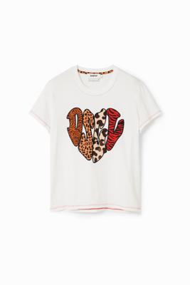 T-shirt met patches en dierenprint - WHITE - XXL