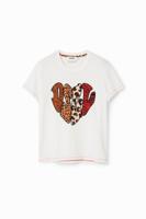T-shirt met patches en dierenprint - WHITE - XXL