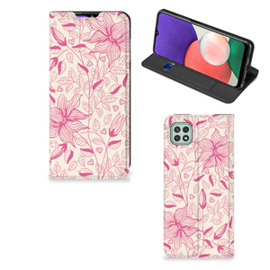 Samsung Galaxy A22 5G Smart Cover Pink Flowers